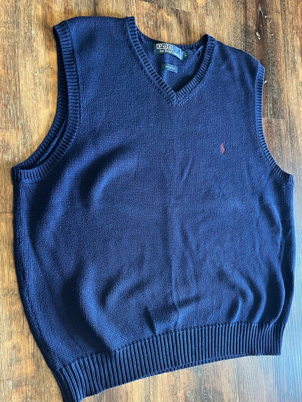 Vintage Polo by Ralph Lauren Navy V-Neck Knit Sweater Vest with Pony Logo